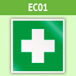 Знак EC01 «Аптечка первой медицинской помощи» (пленка, 100х100 мм)